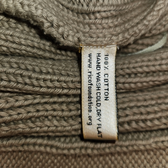 Rico Cable Knit Sweater Ribbed One Button Front Size S Brownish Olive Color Cute - Picture 8 of 9